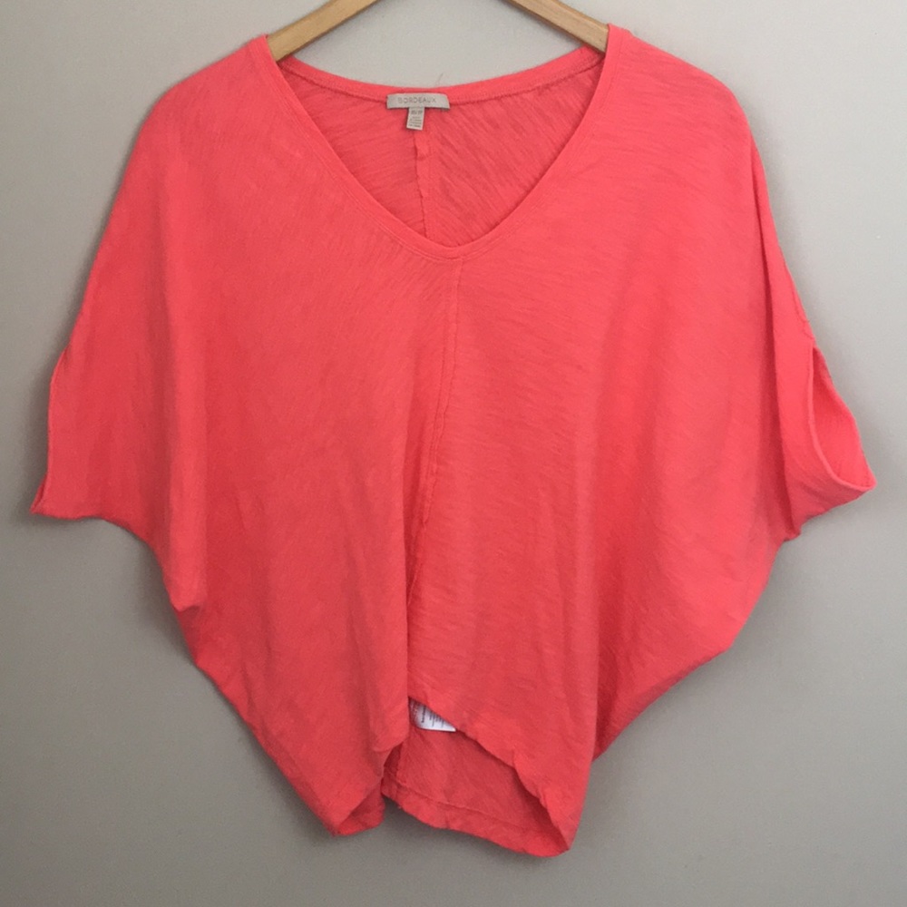 Anthropologie bordeaux coral batwing top